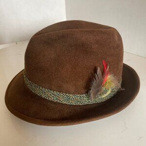 Vintage Mallory Torino Quality Men's Fedora Brown Hat 7 1/8 Pre-Owned